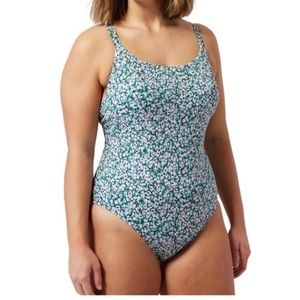 NWT Athleta Hermosa One piece Swimsuit 🩱 Green Lilac Flora. Large Tall